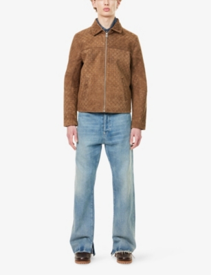 DAILY PAPER: Monogram-Debossed Zip-Up Suede Jacket