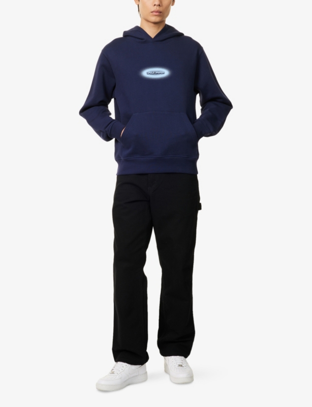 Brand-Print Kangaroo-Pocket Cotton-Jersey Hoody
