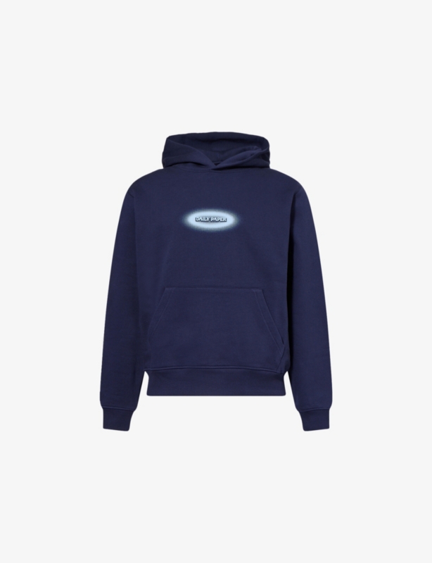 Brand-Print Kangaroo-Pocket Cotton-Jersey Hoody