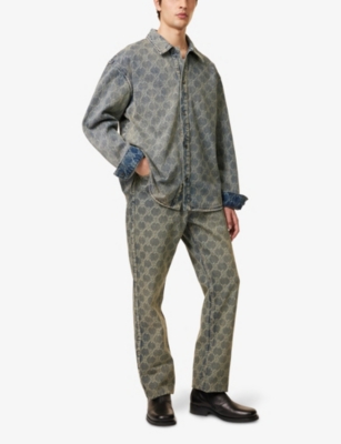DAILY PAPER: Shield Monogram-Print Denim Shirt