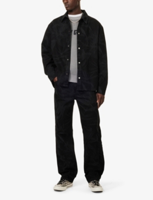 DAILY PAPER: Spread-Collar Laser-Print Denim Shirt