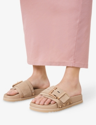 ALLSAINTS: Ellie Studded Suede Sliders