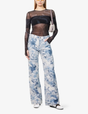 DAILY PAPER: Sheer Graphic-Print Woven Top