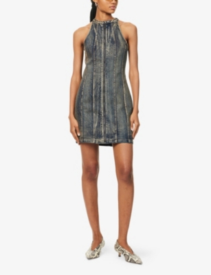 DAILY PAPER: Vintage-Wash Zipped stretch-Denim Mini Dress