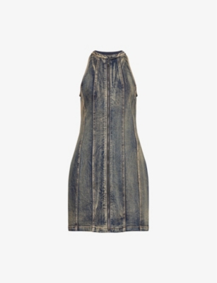 DAILY PAPER: Vintage-Wash Zipped stretch-Denim Mini Dress