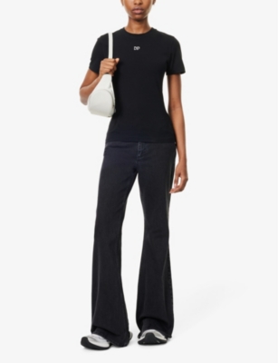 Daily Paper Womens  Unit Short-sleeves Stretch-cotton T-shirt In Black