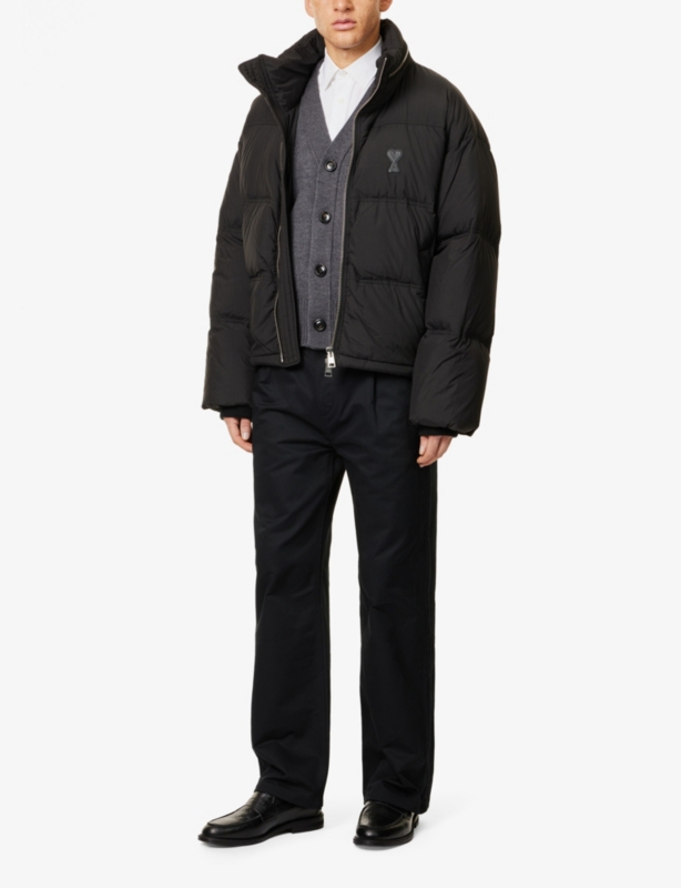 Logo-patch padded shell-down jacket