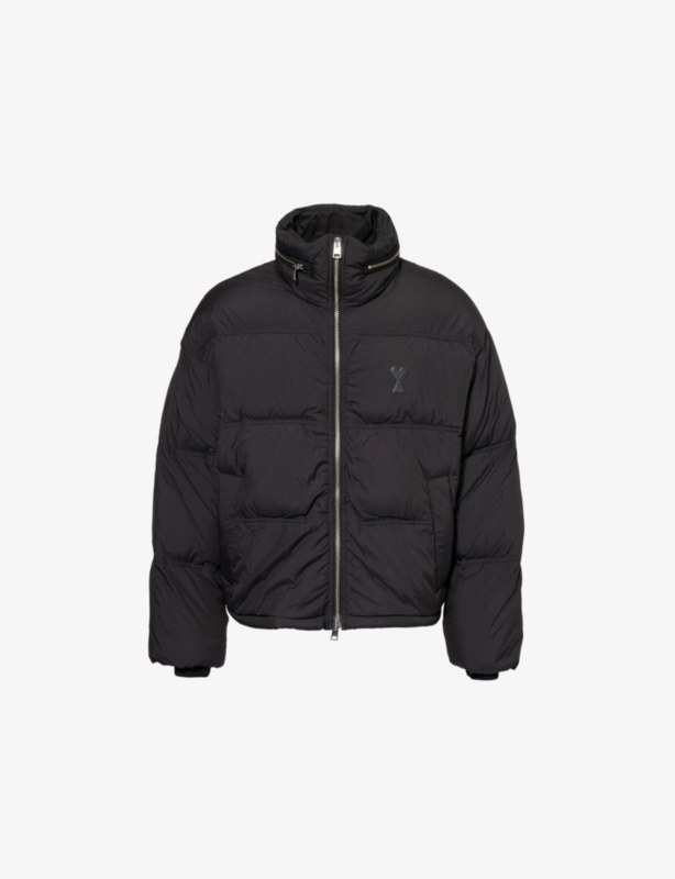 Logo-patch padded shell-down jacket