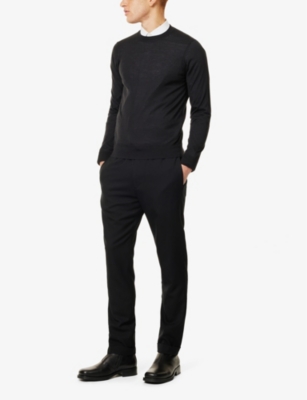 DUNHILL MENS DUNHILL CREWNECK FINE-KNIT CASHMERE JUMPER 