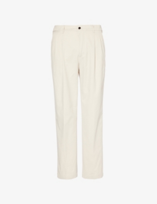 Mens Dunhill Pleated Straight-Leg Regular-Fit Cotton Trousers