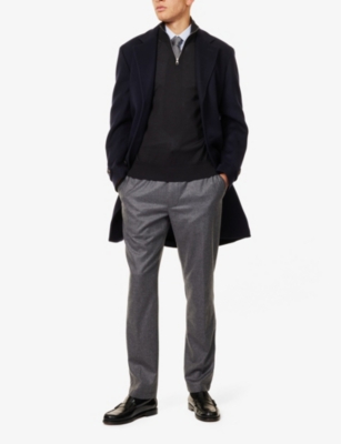 DUNHILL MENS DUNHILL DRAWSTRING-WAISTBAND STRAIGHT-LEG REGULAR-FIT WOOL AND CASHMERE-BLEND TROUSERS 