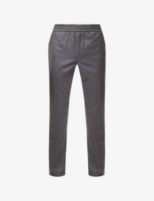 Mens Dunhill Drawstring-Waistband Straight-Leg Regular-Fit Wool and Cashmere-Blend Trousers