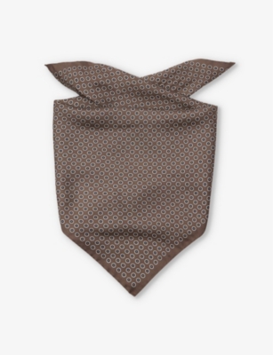 Mens Dunhill Graphic Neckerchief Silk-Twill Scarf