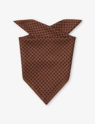 Dunhill Mens Tan Geometric-print Silk Neckerchief