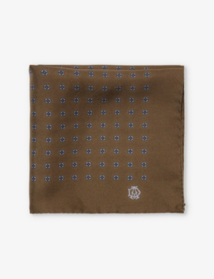 Mens Dunhill Circular Neats Printed Silk Pocket Square