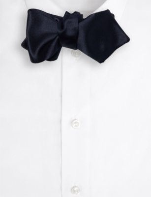 DUNHILL MENS BLACK POINT SILK-SATIN BOW TIE 