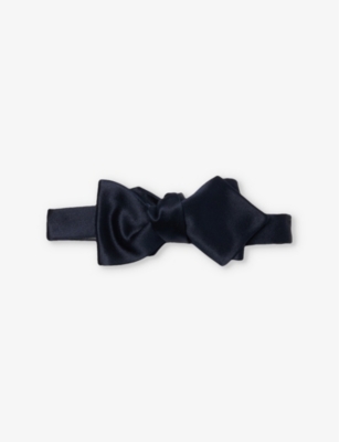 Dunhill Mens  Point Silk-satin Bow Tie In Black