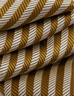 DUNHILL MENS OCHRE STRIPED SILK TIE 