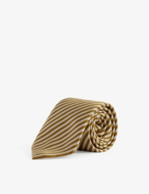 Dunhill Mens Ochre Striped Silk Tie