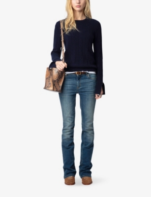 Zadig & Voltaire Womens Jonasson Split-cuff Cashmere Jumper Encre In Encre
