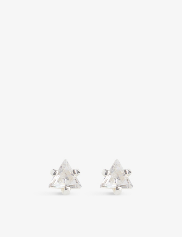 Triangle-shape sterling-silver earrings