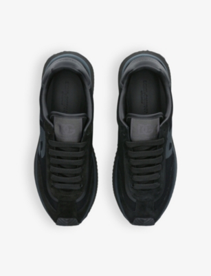 Dolce & Gabbana Mens Black Aria Branded Suede And Mesh Trainers In Black