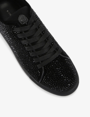 Kurt Geiger Mens  London Lennon Crystal Woven Low-top Trainers In Black