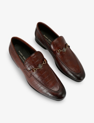 Kurt Geiger Mens Tan Alton Croc Leather Loafers Eur 45 / 11 Uk