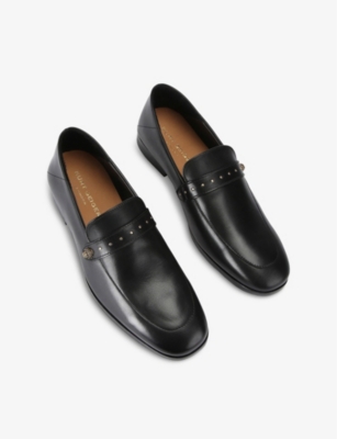 Kurt Geiger Mens  London Fraser Studded-strap Leather Loafers In Black