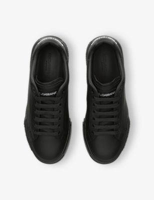 DOLCE & GABBANA MENS PORTOFINO LOW-TOP LEATHER TRAINERS BLAC