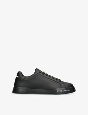 DOLCE & GABBANA MENS PORTOFINO LOW-TOP LEATHER TRAINERS BLAC