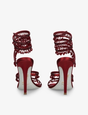 René Caovilla Womens Chandelier 105 Crystal-embellished Satin Heeled Courts Wi In Wine
