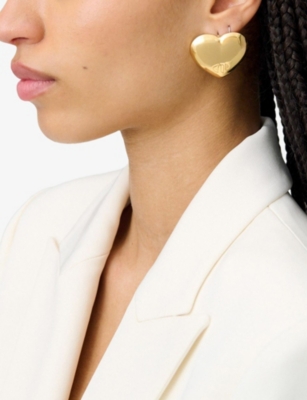CLAUDIE PIERLOT: Heart Gold-Tone Brass Stud Earrings