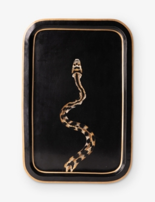 Snake Flora Hand-Painted Iron Tray