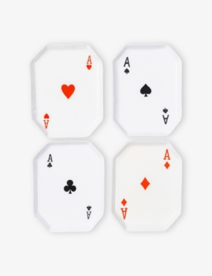 Les Ottomans Ace Of Spades Printed Iron Tray White And Black