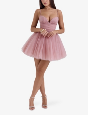 House Of Cb Womens French Rose Emmeliette Satin Mini Dress In French Rose