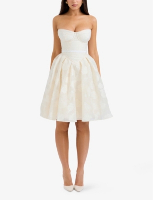 House Of Cb Saige Strapless Minidress In Vintage Cream