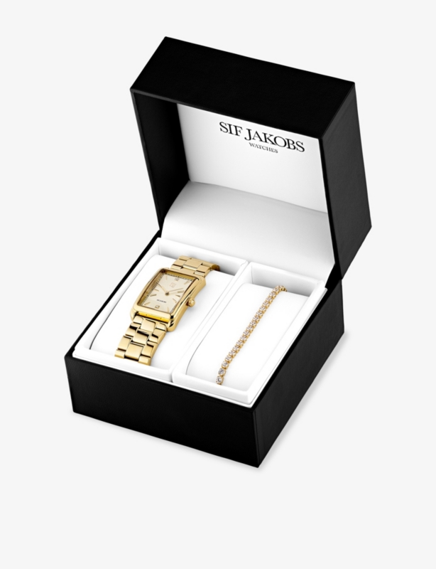 Martina 18ct yellow gold-plated stainless-steel and cubic zirconia watch and bracelet set