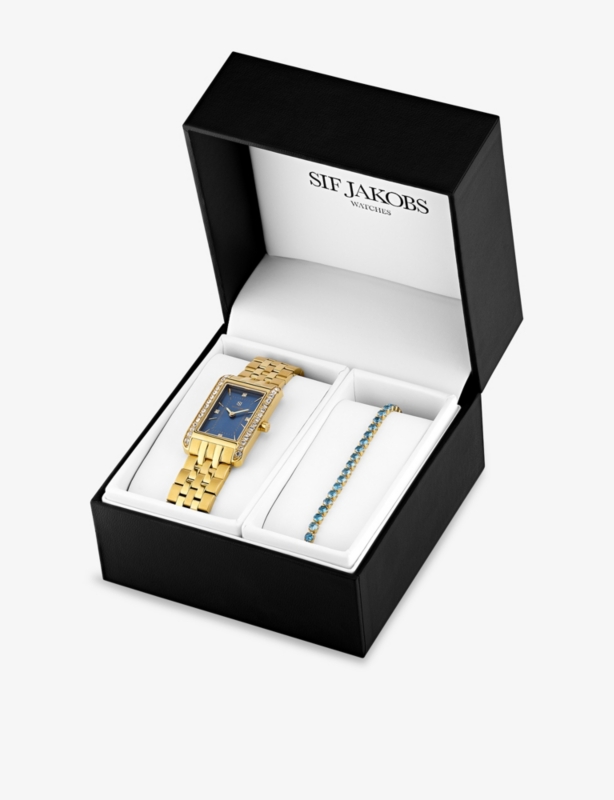 Martina 18ct yellow gold-plated stainless-steel and cubic zirconia watch and bracelet set