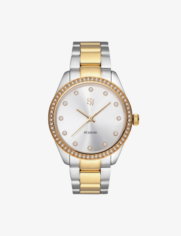 Valeria 18ct yellow gold-plated stainless-steel and cubic zirconia watch and bracelet set
