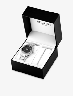 SIF JAKOBS: Aurora Stainless-Steel, 925 Sterling-Silver and Cubic Zirconia Watch and Bracelet Set