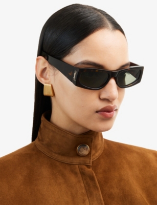 Saint Laurent Rectangle Sunglasses In Brown