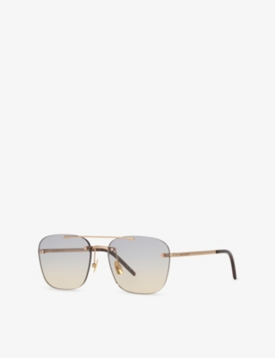 Saint Laurent Womens Gold Sl 309 Square-frame Metal Sunglasses In Gold