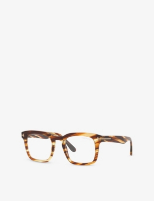 TOM FORD WOMENS BROWN TR001964 FT6025-B SQUARE-FRAME ACETATE OPTICAL GLASSES 