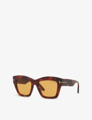 Tom Ford Womens Brown Ft1191 Luna Rectangle-frame Acetate Sunglasses In Brown