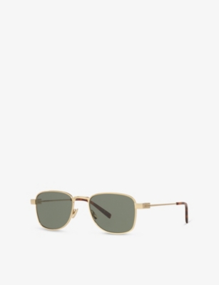 Saint Laurent Womens Gold Sl 741 Rectangular-frame Metal Sunglasses