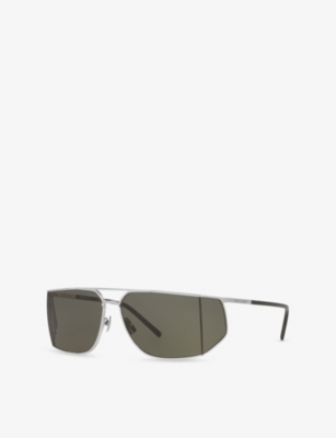 Saint Laurent Womens Silver Sl 750 Rectangular-frame Metal Sunglasses In Silver