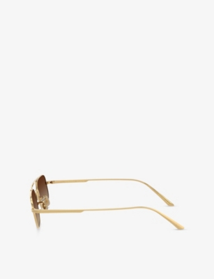 Oliver Peoples Womens Ov1351s 1989c Angular-frame Steel Sunglasses Gold In Gold
