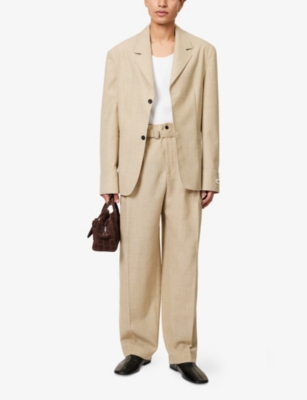 JACQUEMUS: Belted Pleated Wool Trousers