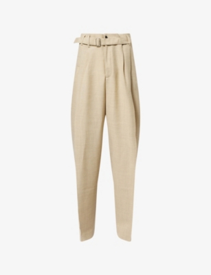 JACQUEMUS: Belted Pleated Wool Trousers